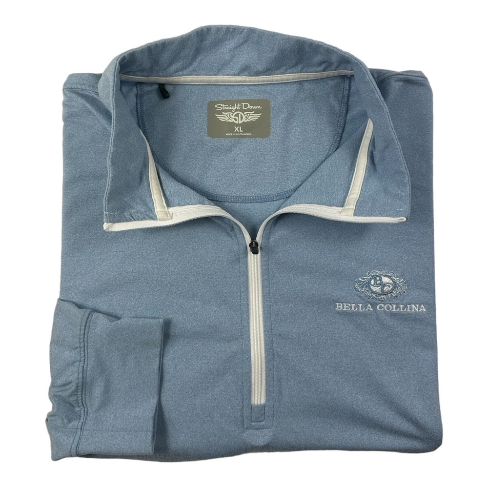 Straight Down Bella Collina Mens Light Blue 1/4 Zip Sweater Pullover XL 3156